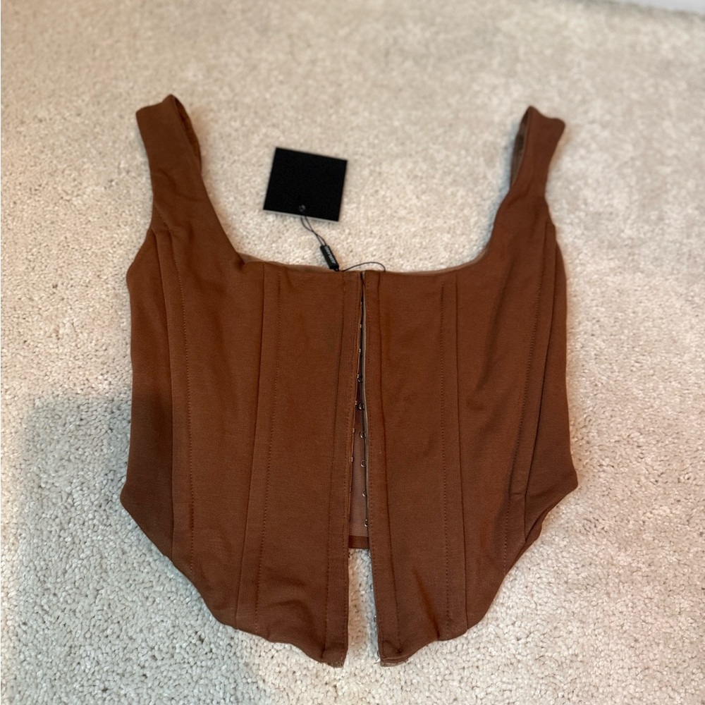 JLUXLABEL brown corset style top